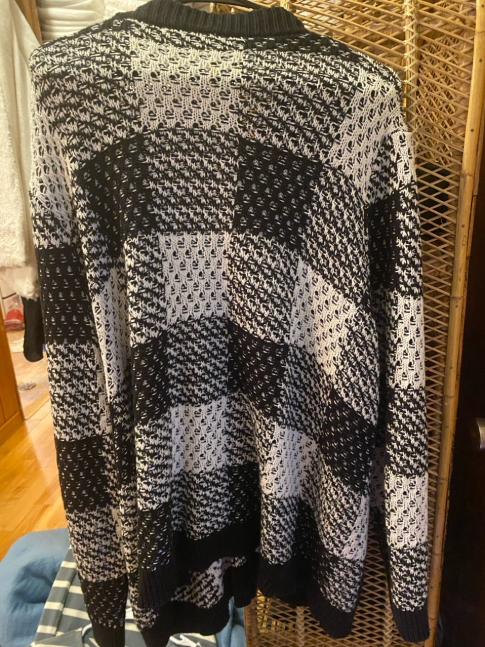 C.J. Banks Black & White Plaid Zip Cardigan Sweater | Women’s Plus Size - Picture 7 of 7